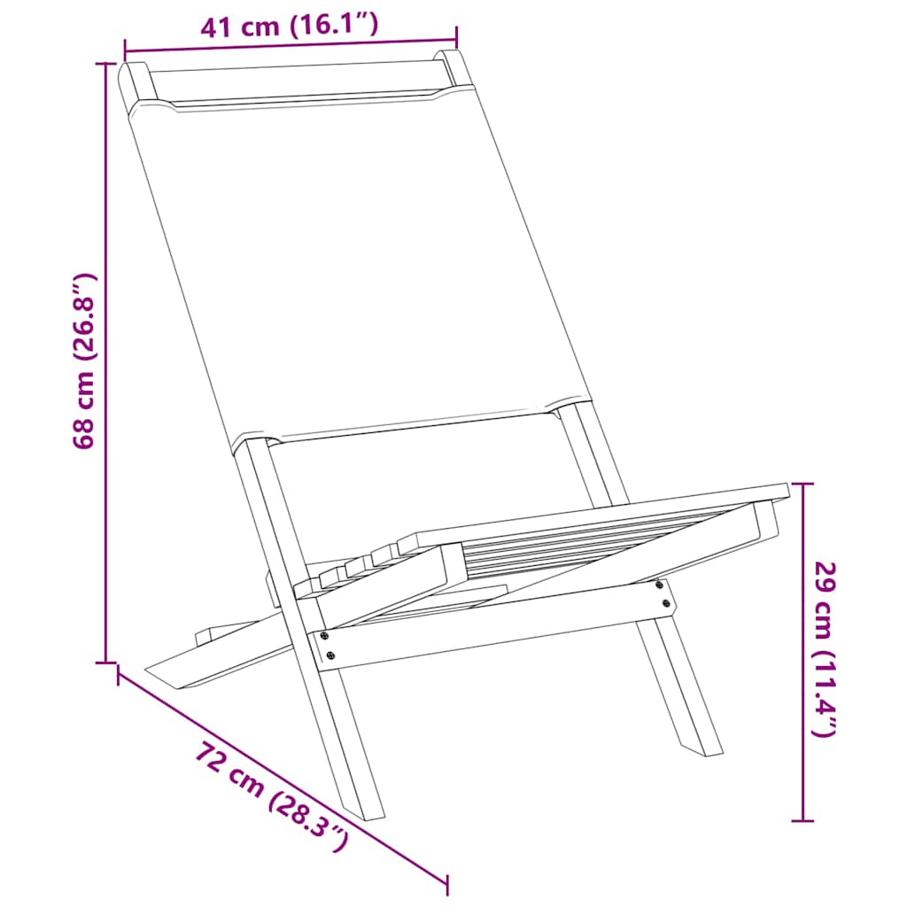 Folding Garden Chairs 6 pcs Cream White Fabric and Solid Wood