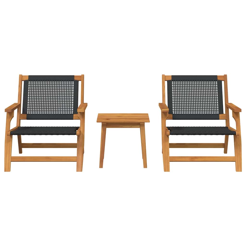 Garden Chairs with Table 3 pcs Black Solid Acacia Wood