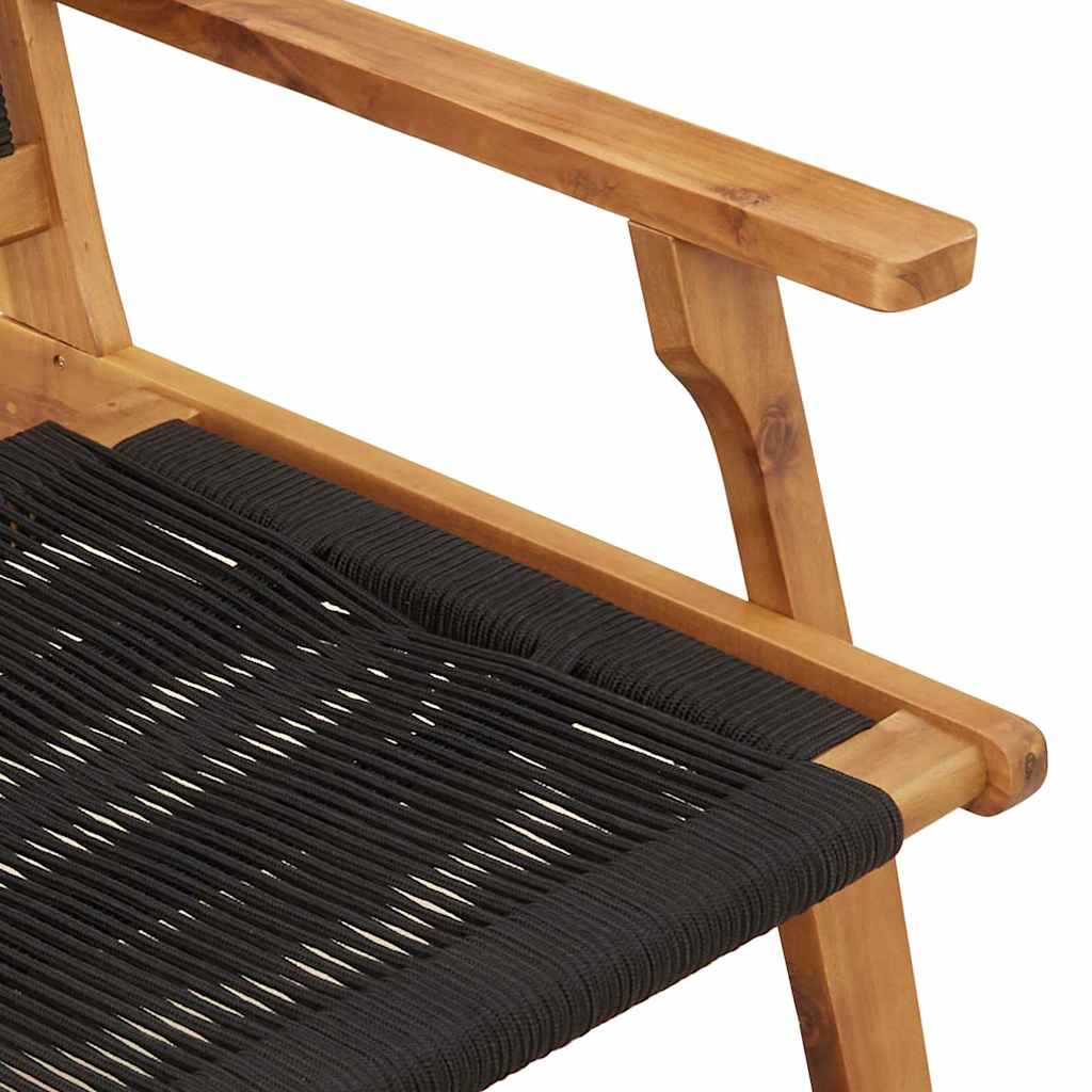Garden Chairs with Table 3 pcs Black Solid Acacia wood