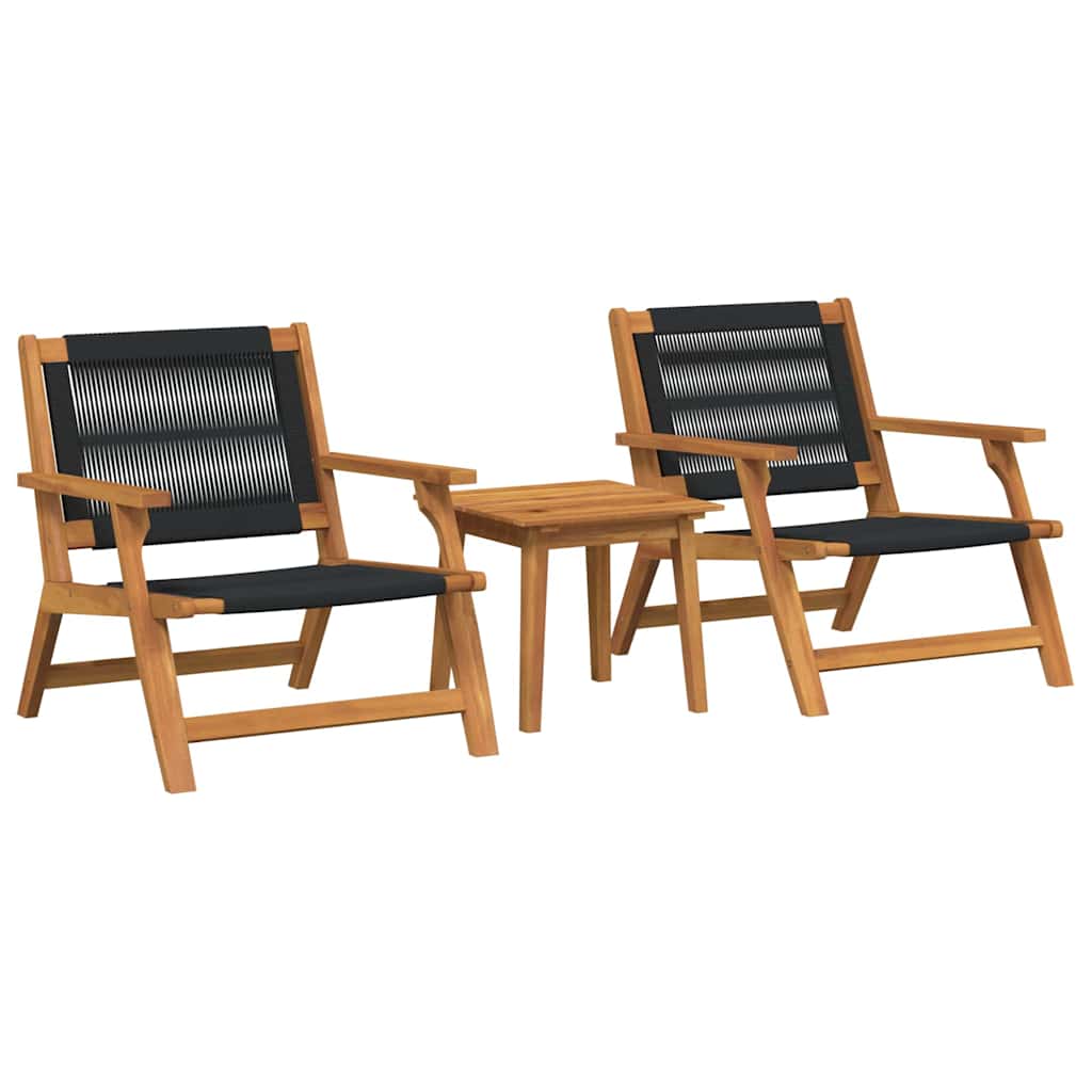 Garden Chairs with Table 3 pcs Black Solid Acacia wood