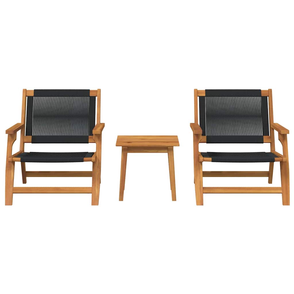 Garden Chairs with Table 3 pcs Black Solid Acacia wood