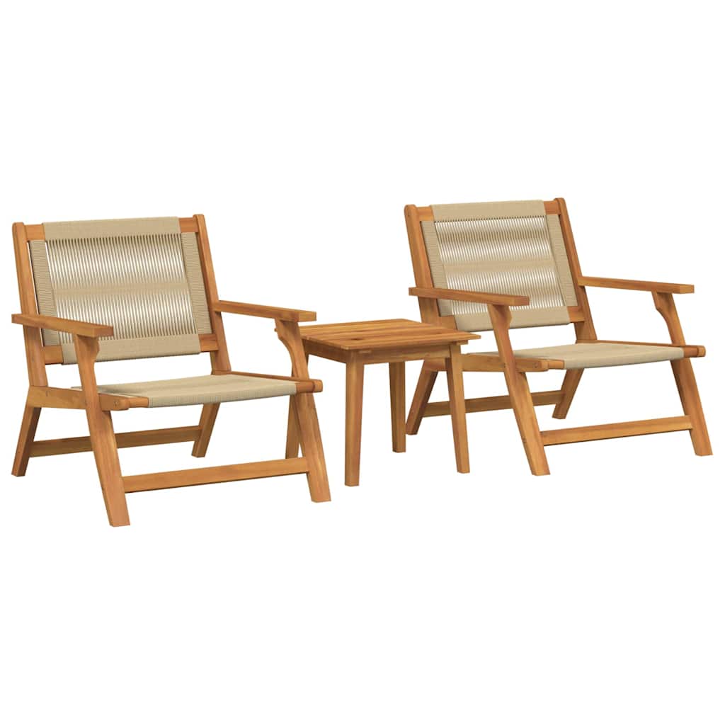Garden Chairs with Table 3 pcs Beige Solid Acacia wood