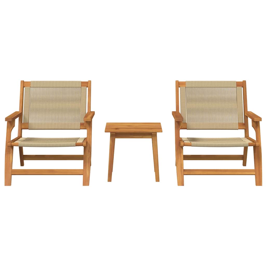 Garden Chairs with Table 3 pcs Beige Solid Acacia wood