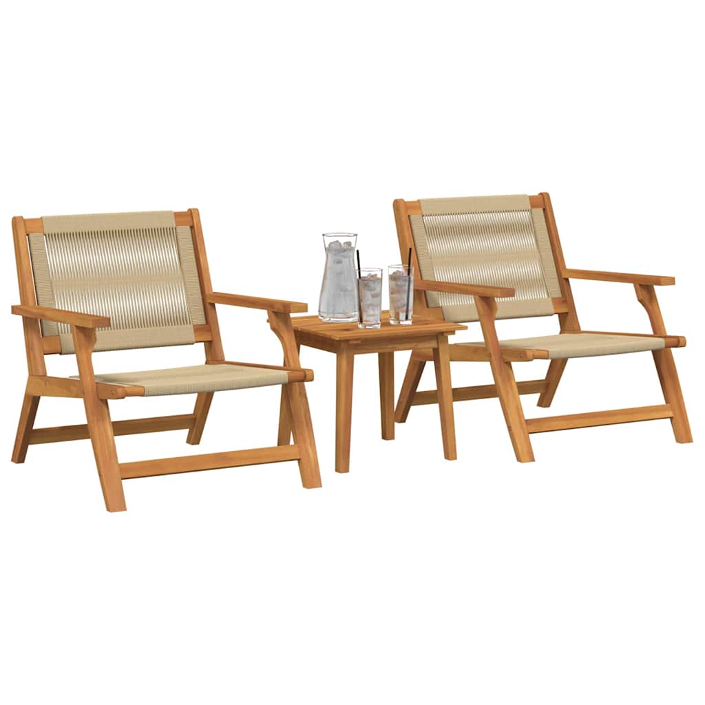 Garden Chairs with Table 3 pcs Beige Solid Acacia wood
