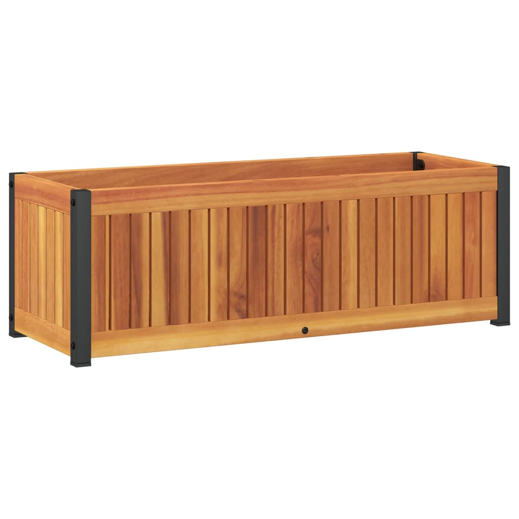 Garden Planter 80x30x27.5 cm Solid Wood Acacia and Steel