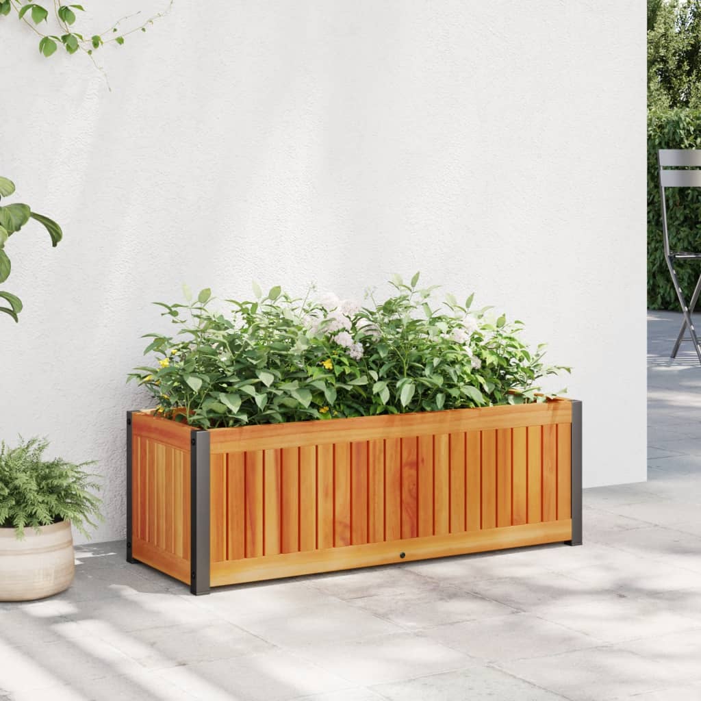 Garden Planter 80x30x27.5 cm Solid Wood Acacia and Steel