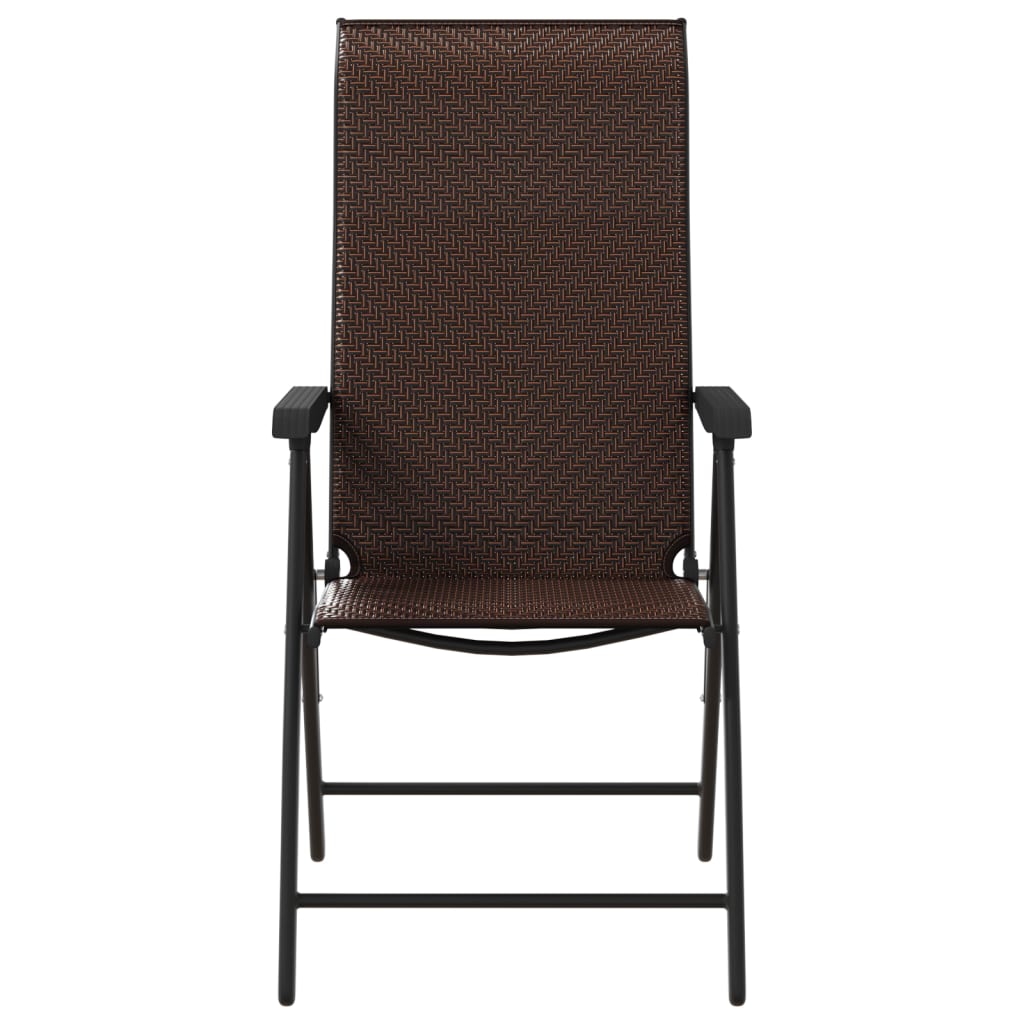 Folding Garden Chairs 4 pcs Brown Poly Rattan
