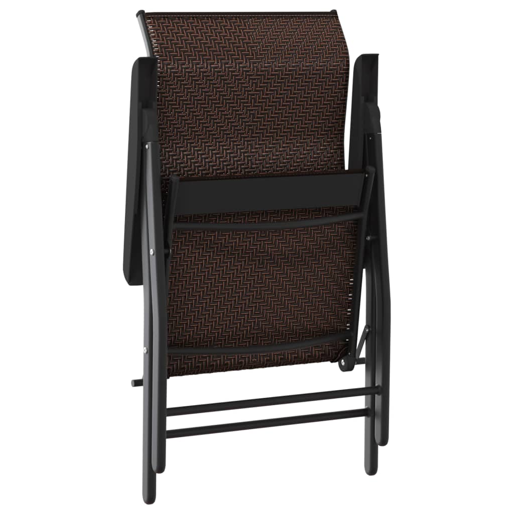 Folding Garden Chairs 4 pcs Brown Poly Rattan