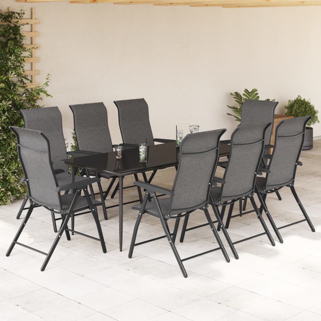 Folding Garden Chairs 8 pcs Grey Poly Rattan