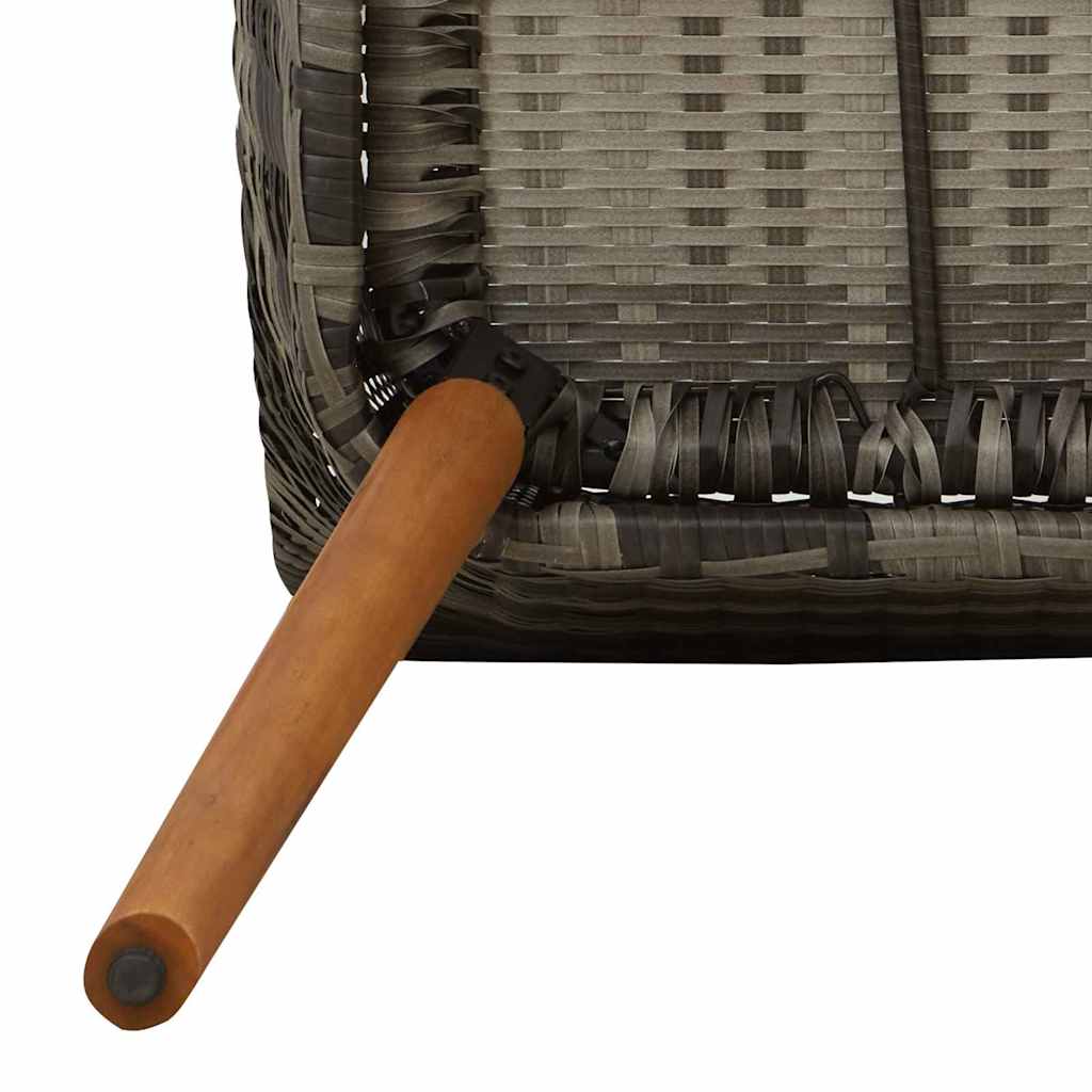 Garden Dining Set with Cushion 9 pcs Grey Poly Rattan