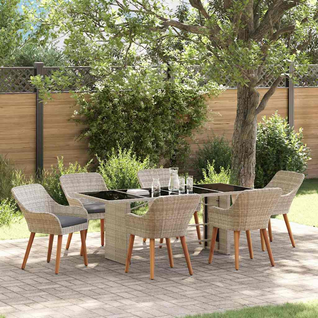 Outdoor Dining Set 7 pcs Light grey