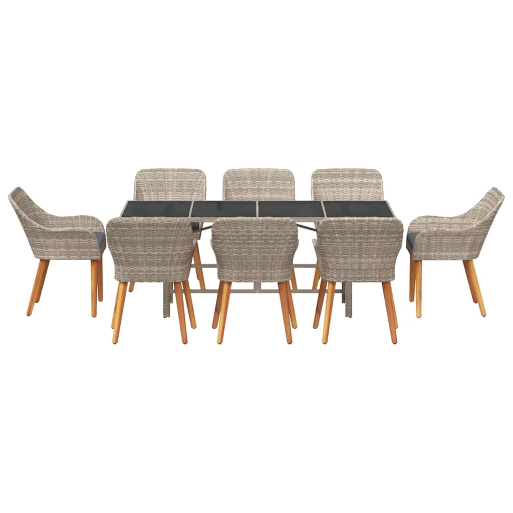 Dining Set 9 pcs Light grey