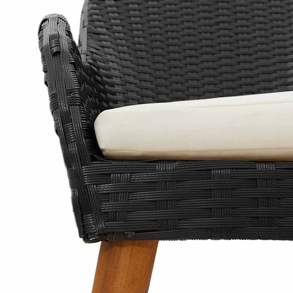 Garden Dining Set with Cushion 7 pcs Black Poly Rattan