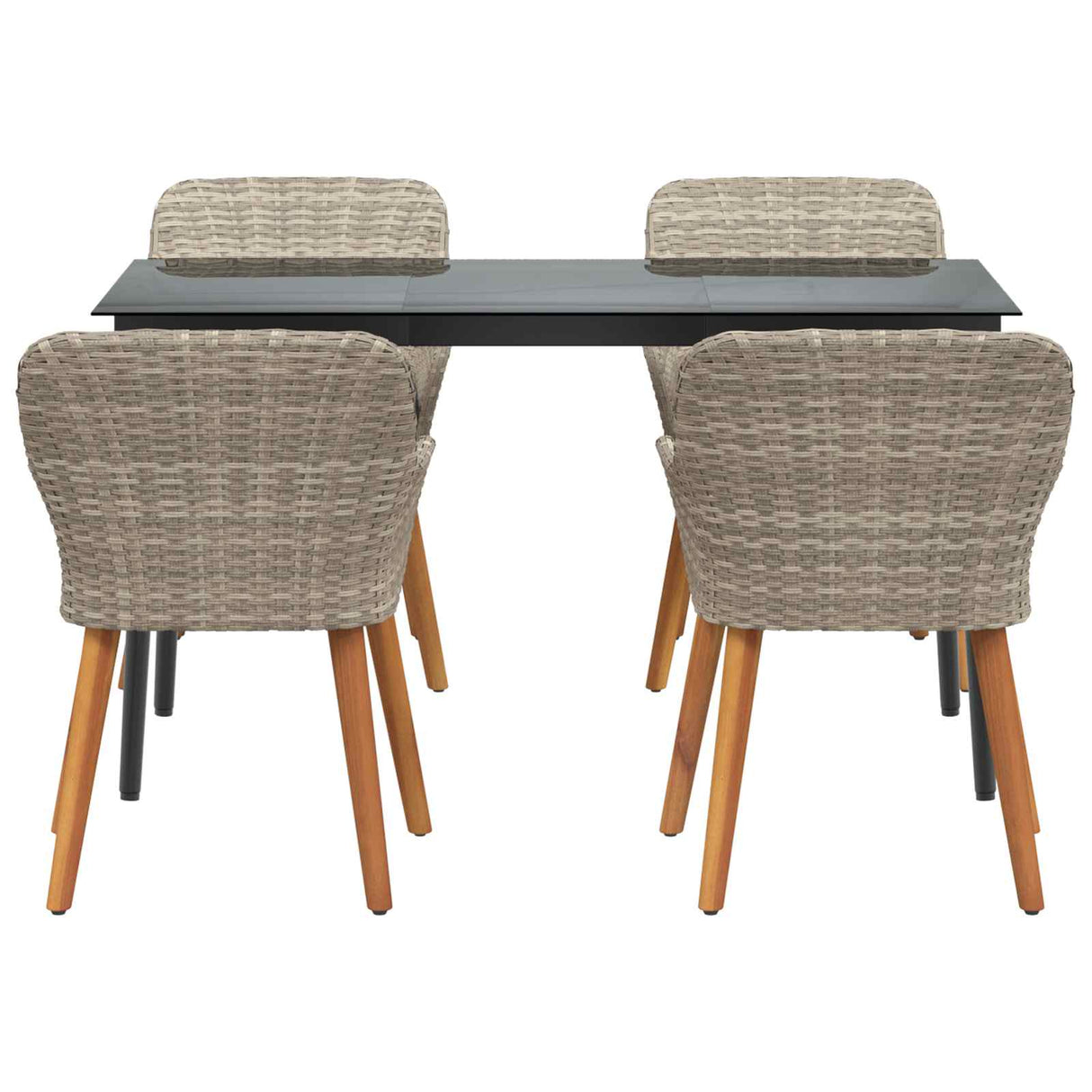 Garden Dining Set with Cushion 5 pcs Light Grey Poly Rattan