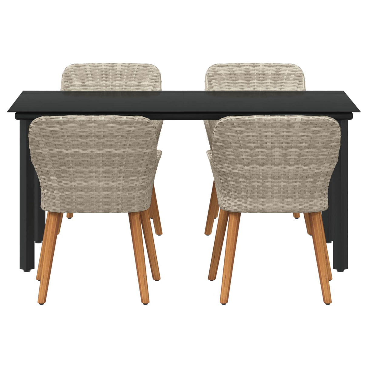 Garden Dining Set with Cushion 5 pcs Light Grey Poly Rattan