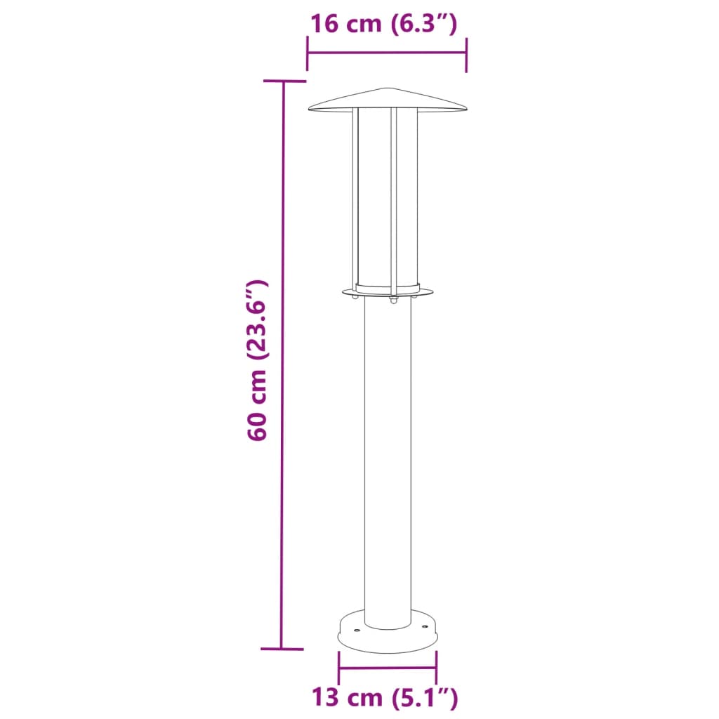 Outdoor Floor Lamp Silver 60 cm Stainless Steel