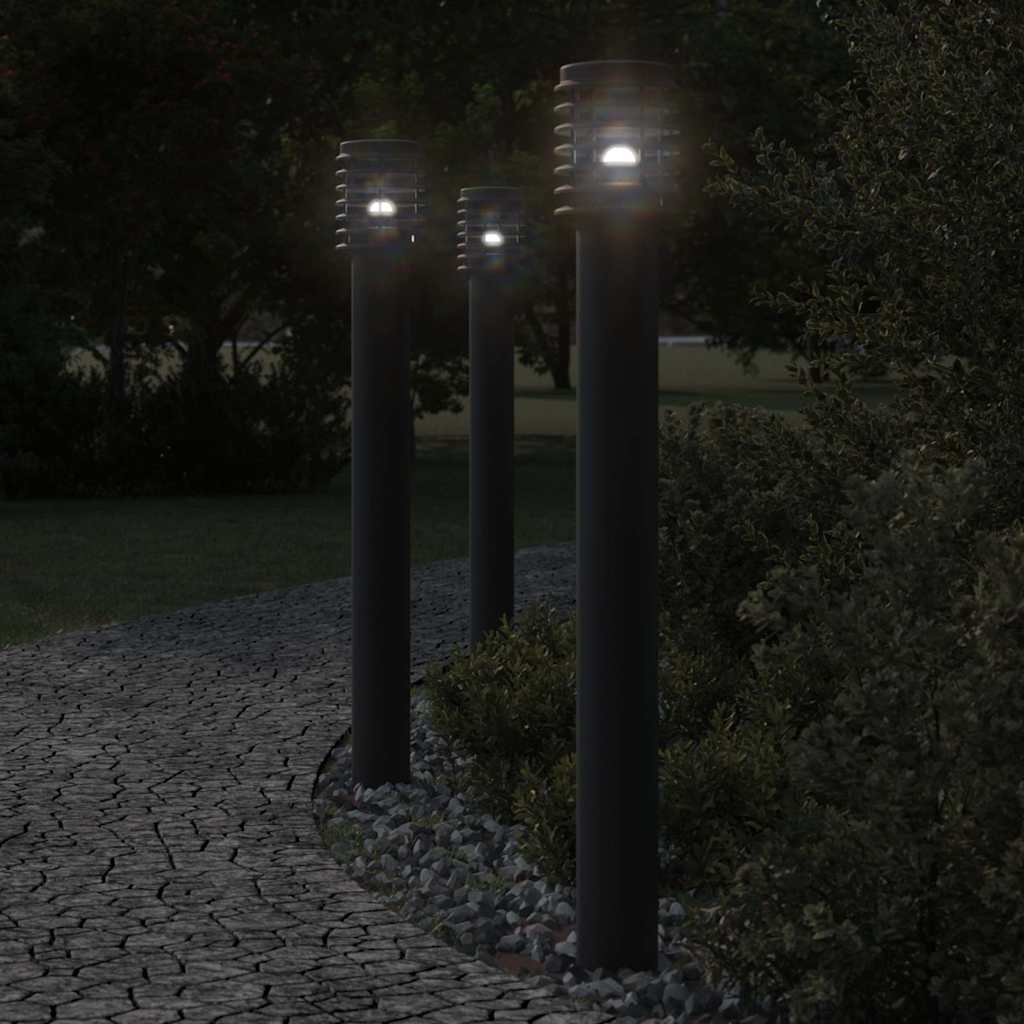 Outdoor Floor Lamps 3pcs Black 110cm Stainless Steel