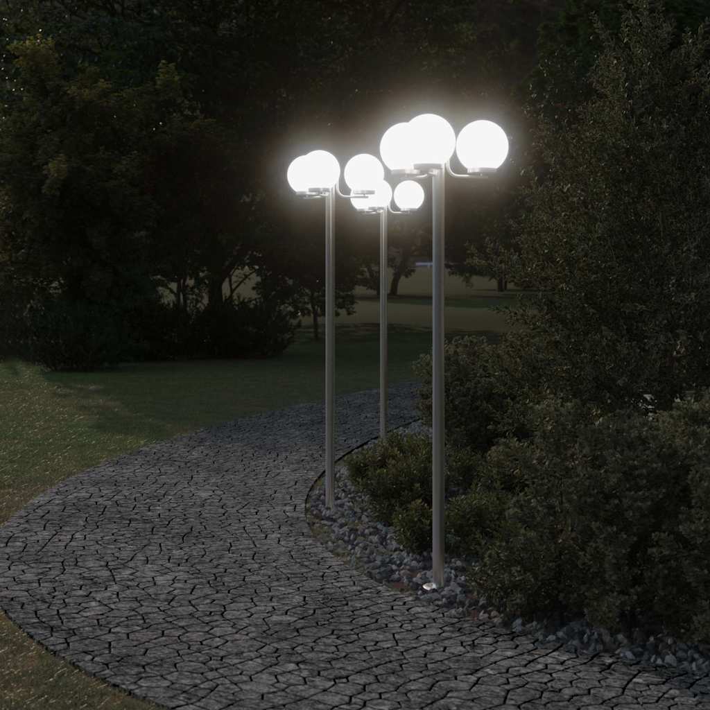Outdoor Floor Lamps 2 pcs Silver 215 cm Stainless Steel