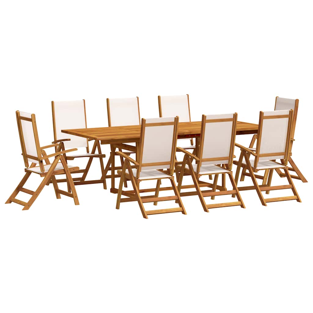 9 Piece Garden Dining Set Solid Wood Acacia and Textilene