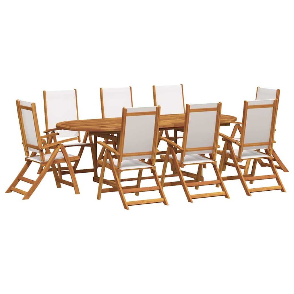 7 Piece Garden Dining Set Solid Wood Acacia and Textilene