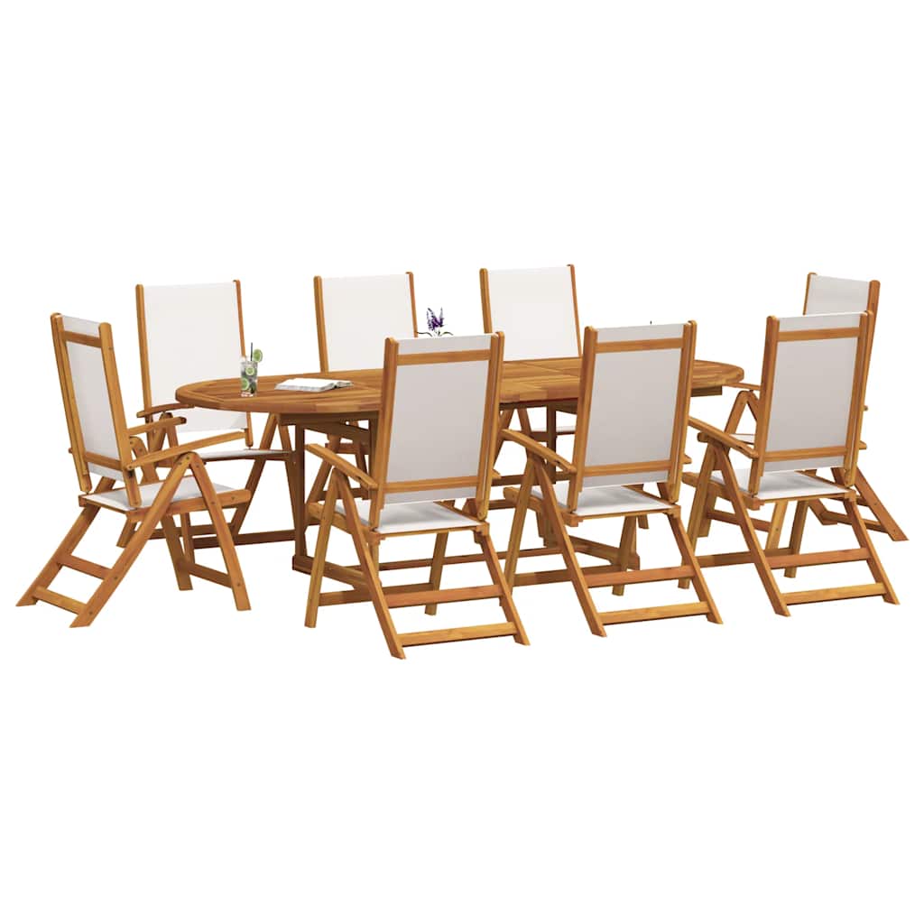 7 Piece Garden Dining Set Solid Wood Acacia and Textilene