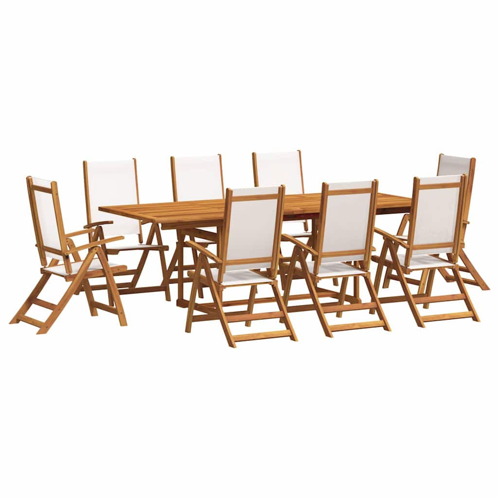 9 Piece Garden Dining Set Solid Wood Acacia and Textilene