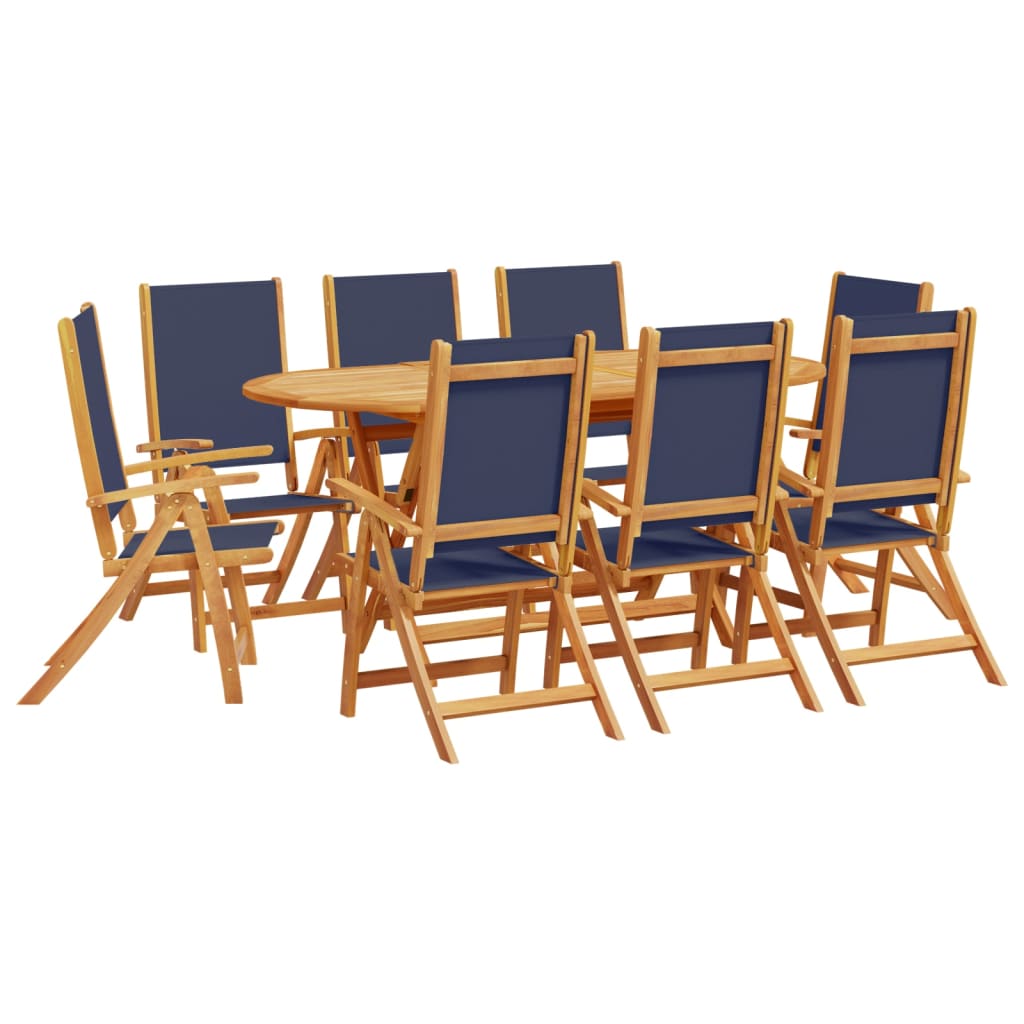 9 Piece Garden Dining Set Solid Wood Acacia and Textilene
