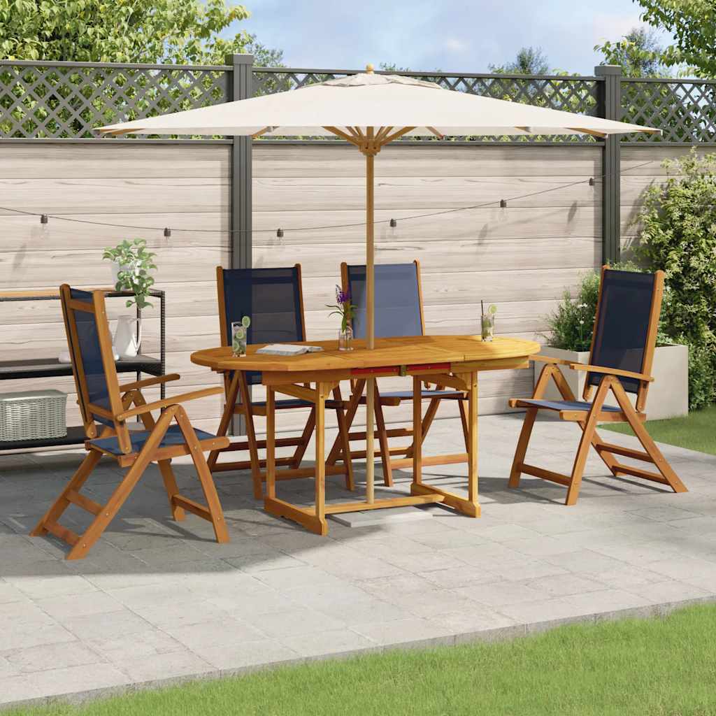 5 Piece Garden Dining Set Solid Wood Acacia and Textilene