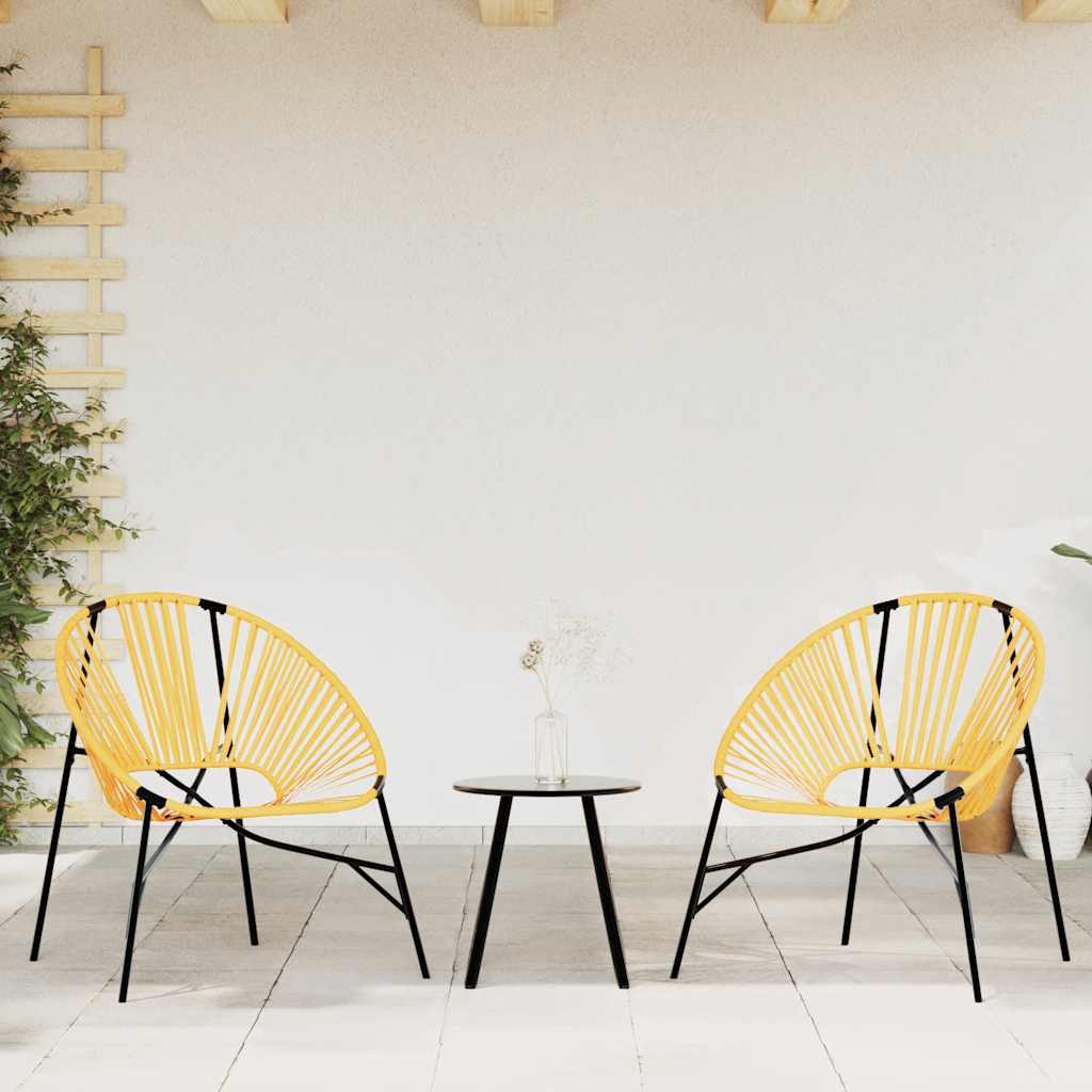 Garden Egg Chair Black and Yellow Poly Rattan