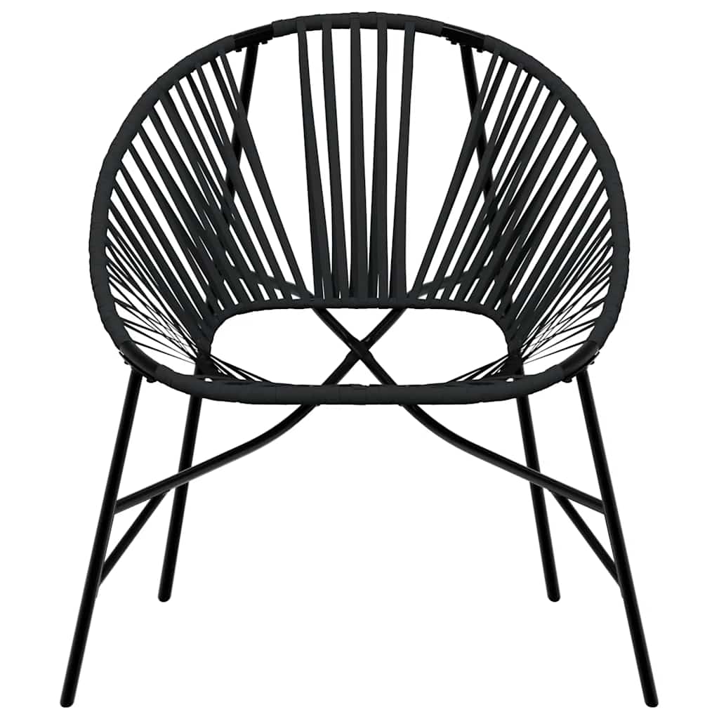 Garden Chair Set 3 pcs Black Poly Rattan