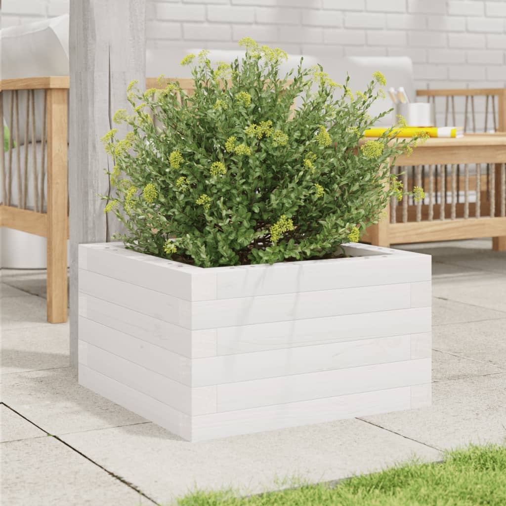 Garden Planter White 40x40x23 cm Solid Wood Pine