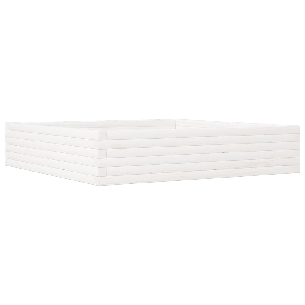 Garden Planter White 110x110x23 cm Solid Wood Pine
