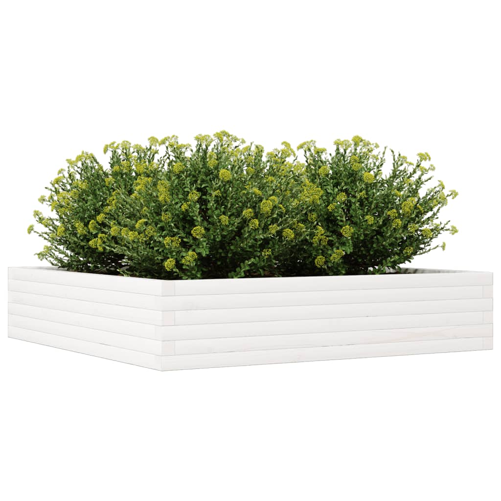 Garden Planter White 110x110x23 cm Solid Wood Pine