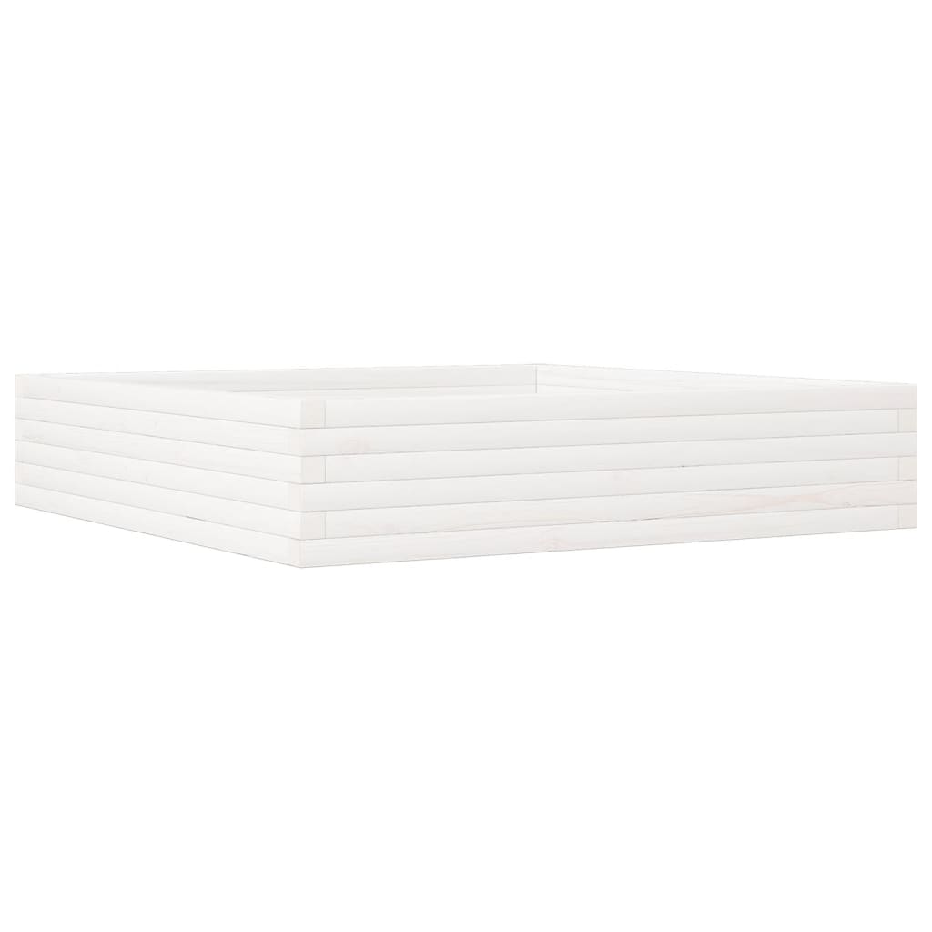 Garden Planter White 110x110x23 cm Solid Wood Pine