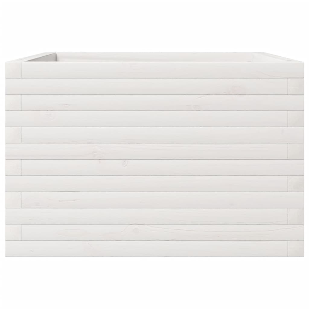 Garden Planter White 70x70x45.5 cm Solid Wood Pine
