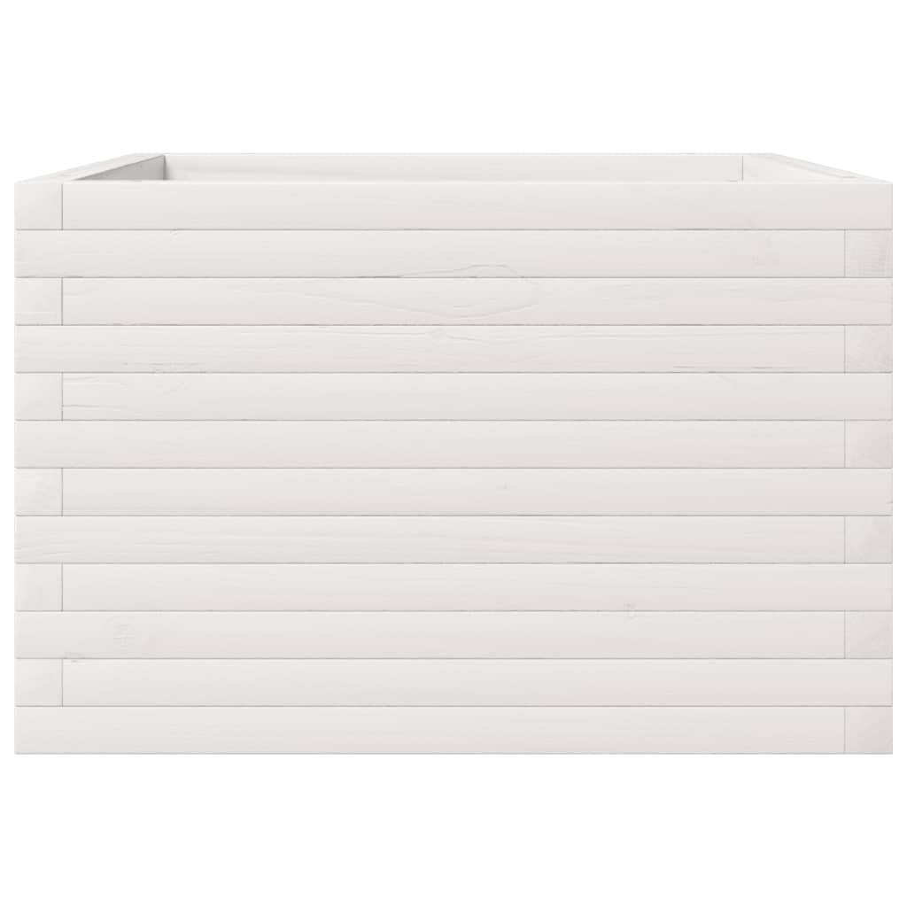 Garden Planter White 70x70x45.5 cm Solid Wood Pine