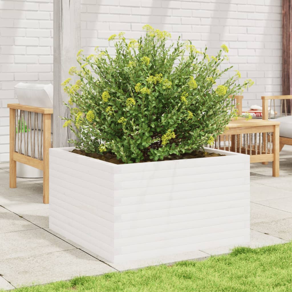 Garden Planter White 80x80x45.5 cm Solid Wood Pine