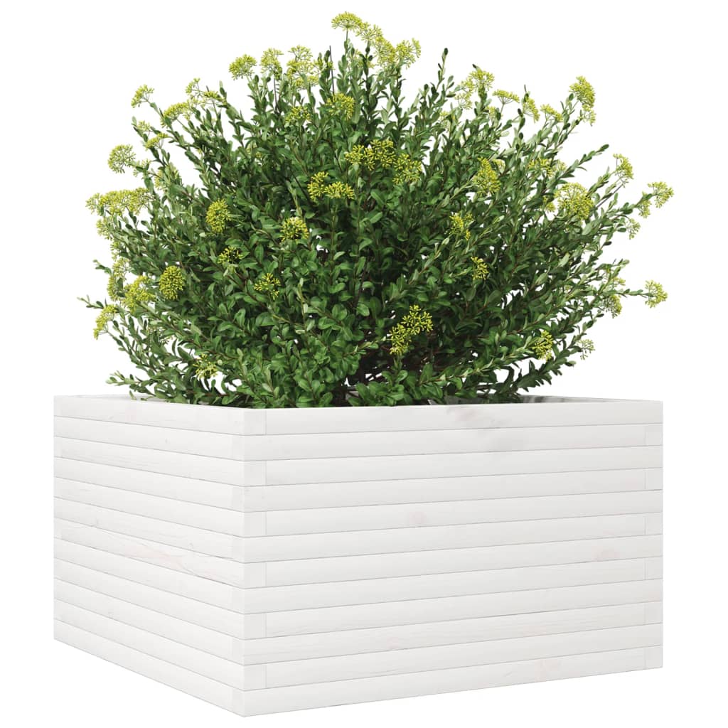 Garden Planter White 80x80x45.5 cm Solid Wood Pine