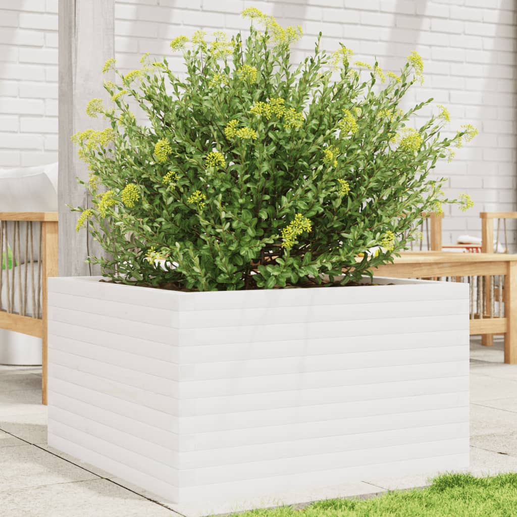 Garden Planter White 80x80x45.5 cm Solid Wood Pine