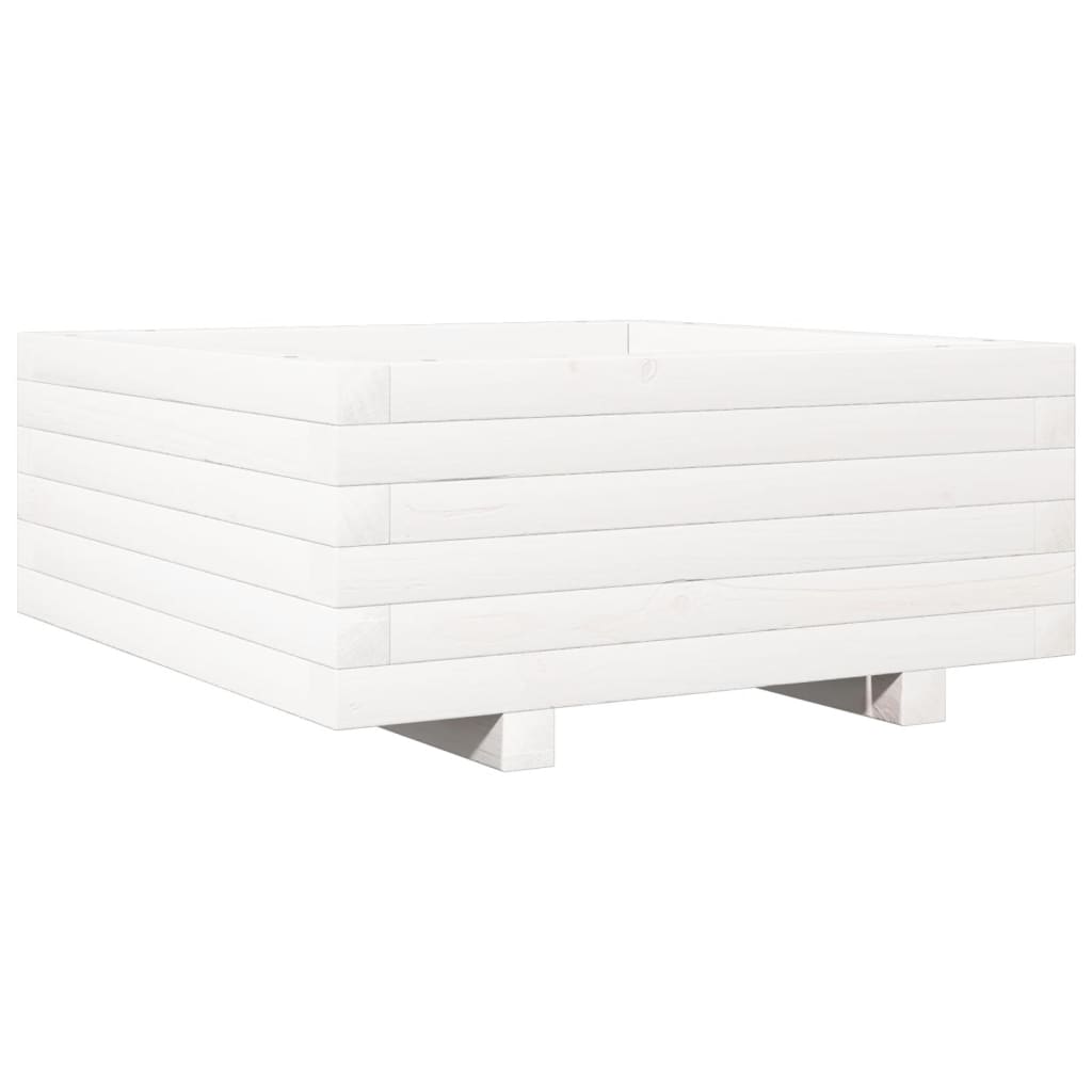 Garden Planter White 60x60x26.5 cm Solid Wood Pine