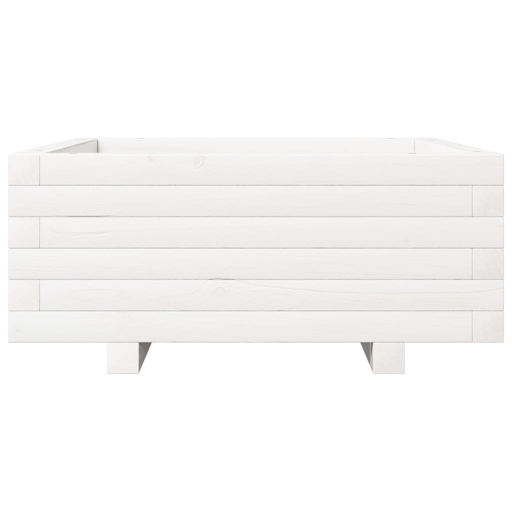 Garden Planter White 60x60x26.5 cm Solid Wood Pine