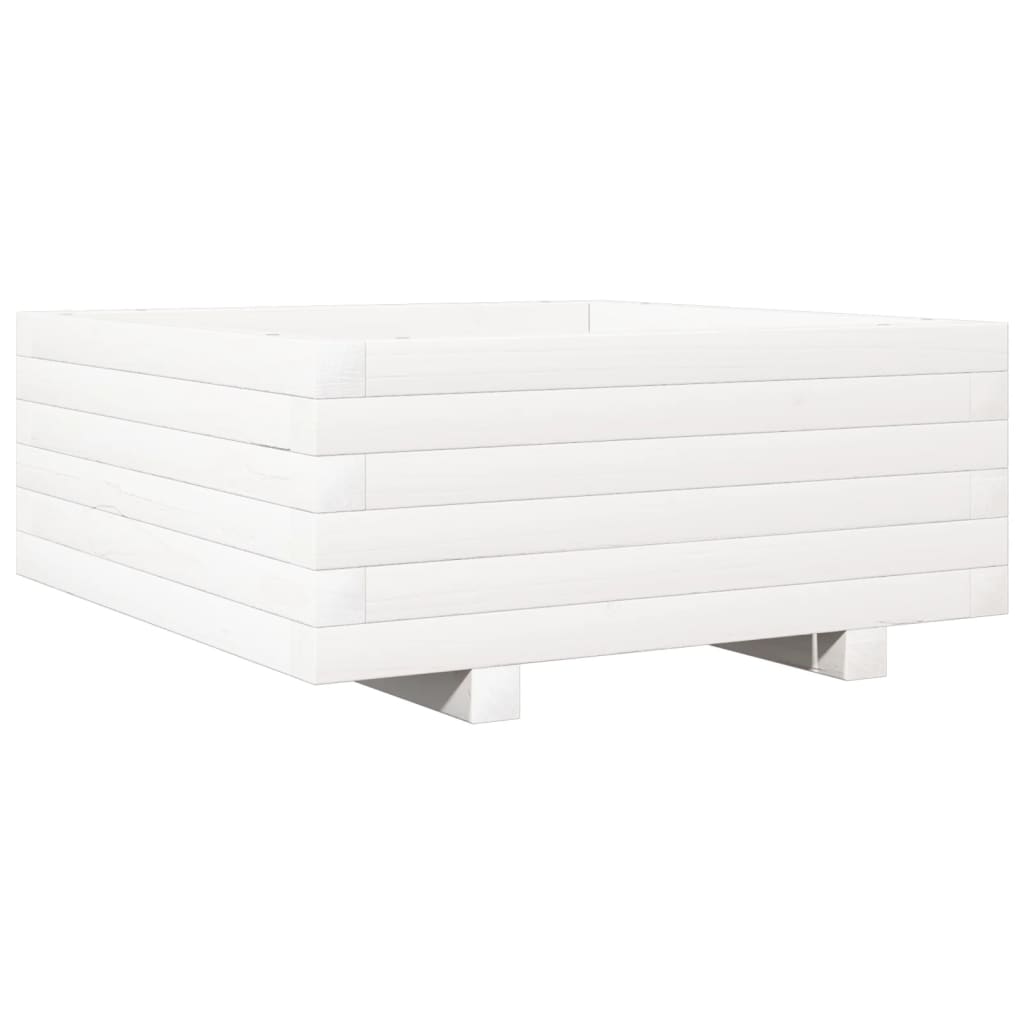 Garden Planter White 60x60x26.5 cm Solid Wood Pine