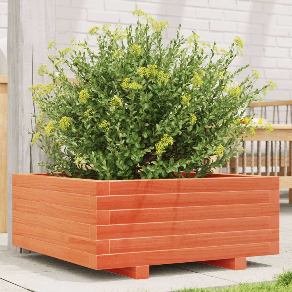 Garden Planter Wax Brown 60x60x26.5 cm Solid Wood Pine