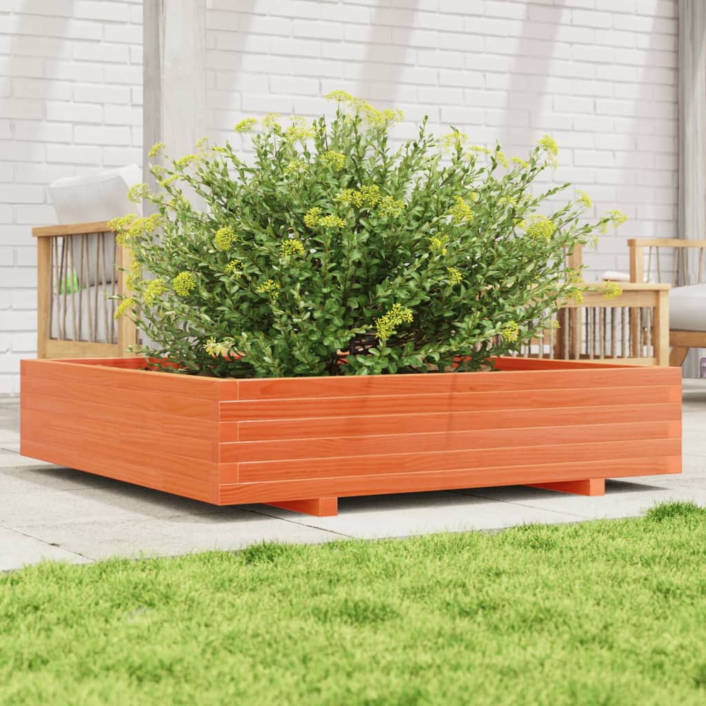 Garden Planter Wax Brown 110x110x26.5 cm Solid Wood Pine