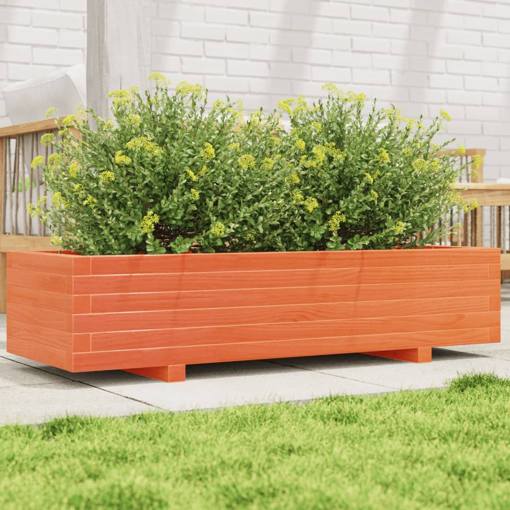 Garden Planter Wax Brown 110x40x26.5 cm Solid Wood Pine