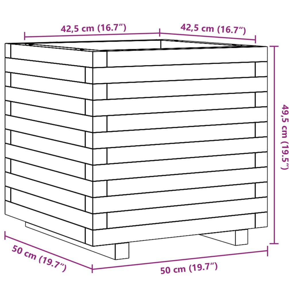 Garden Planter 50x50x49.5 cm Solid Wood Pine