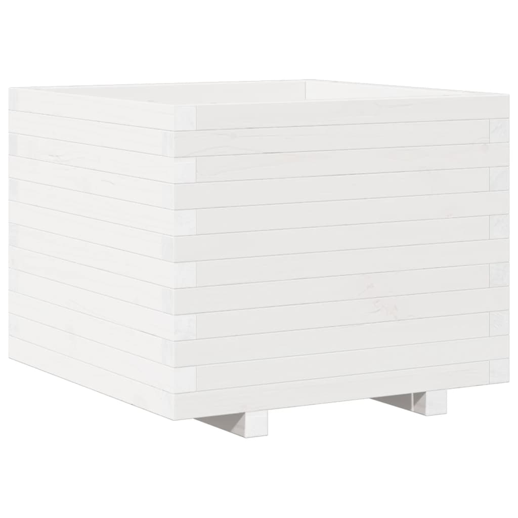 Garden Planter White 60x60x49.5 cm Solid Wood Pine