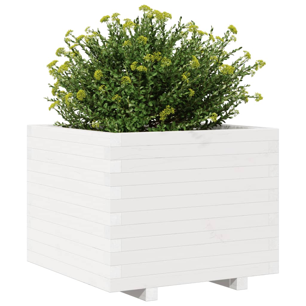 Garden Planter White 60x60x49.5 cm Solid Wood Pine