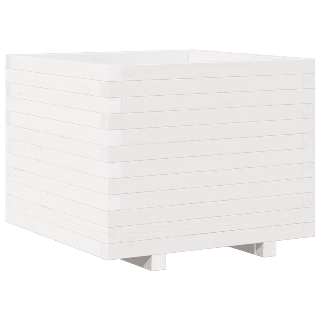 Garden Planter White 60x60x49.5 cm Solid Wood Pine