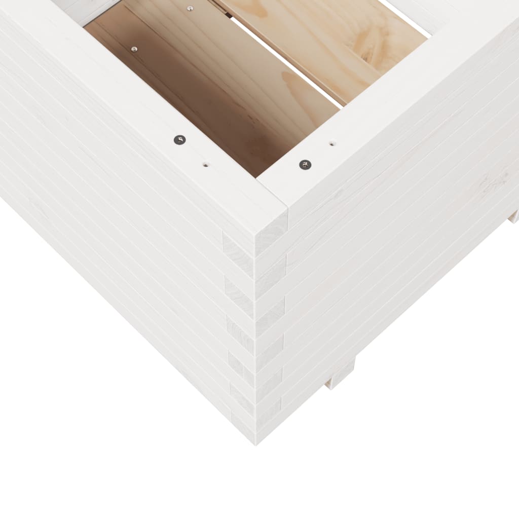 Garden Planter White 60x60x49.5 cm Solid Wood Pine